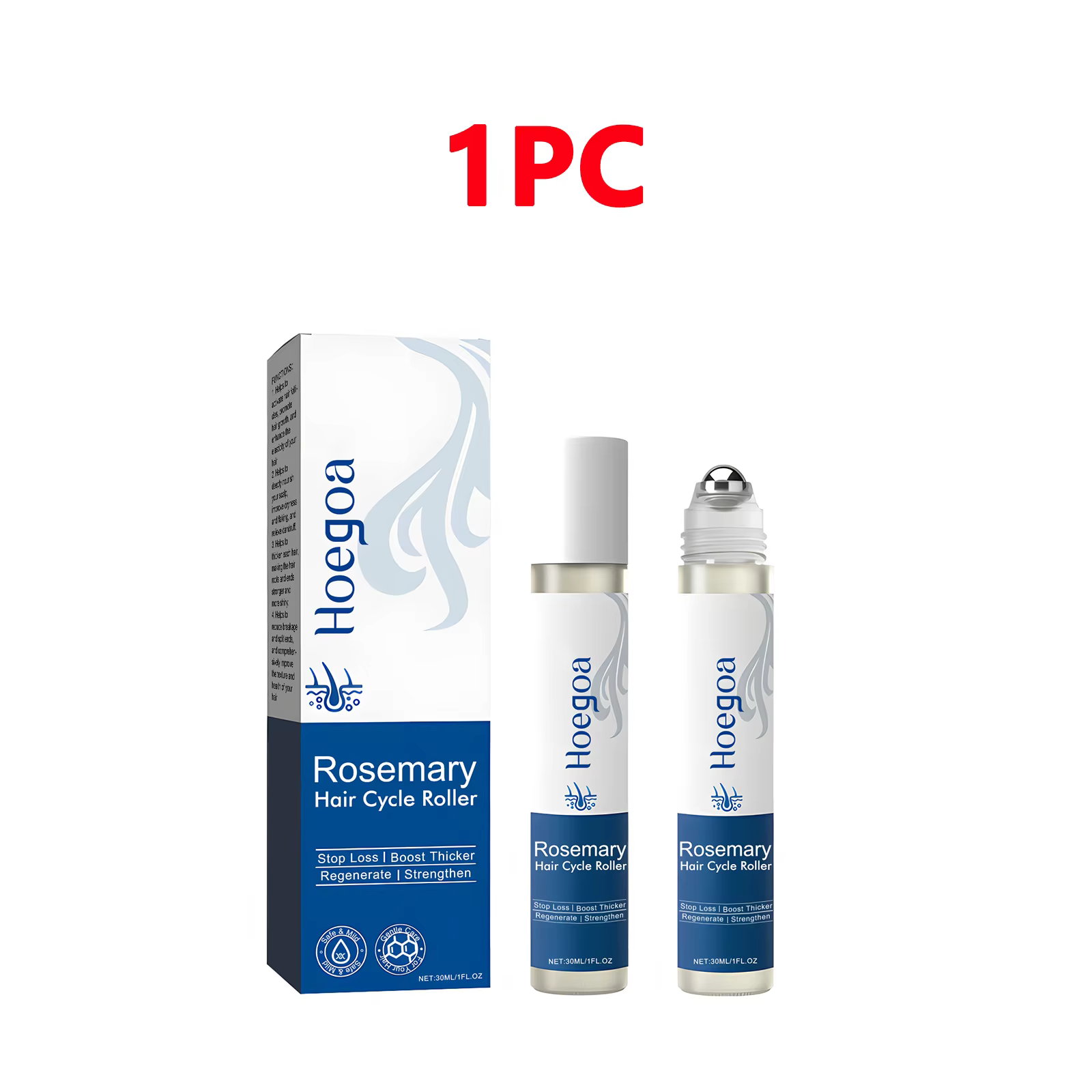 Sérum Capillaire Croissance au Romarin Roll-On - Huile Capillaire Nourrissante et Hydratante Anti-Ch