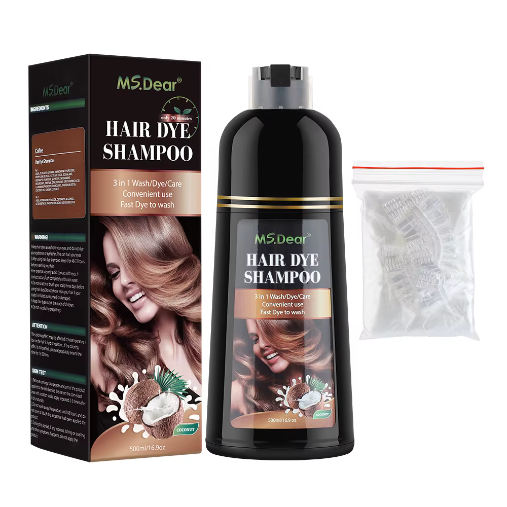 Shampoing instantané à teinture noire, couleur café noir, coloration des cheveux, Ginseng naturel à 