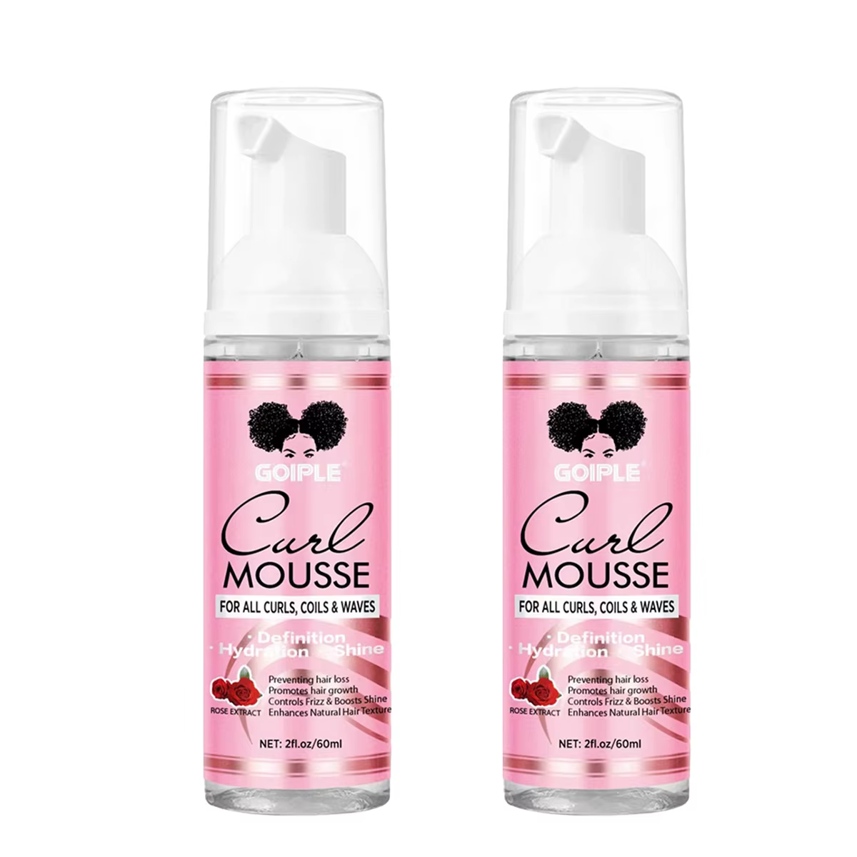 Mousse coiffante hydratante à la rose 60 ml, spray moussant hydratant intense haute brillance, mouss