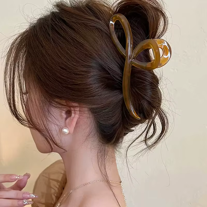 Pince à cheveux élégante avec nœud de couleur gelée pour femmes et filles, ornement de cheveux doux,