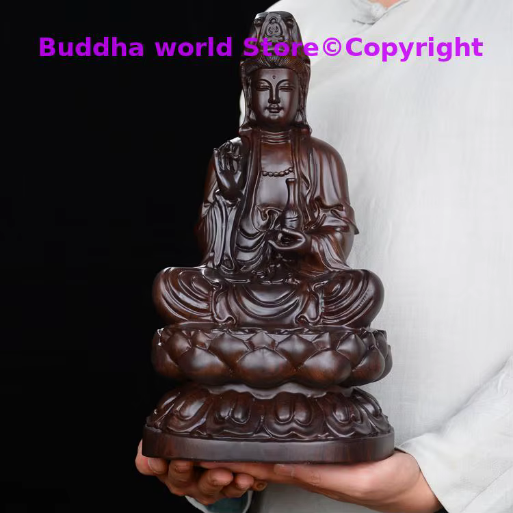 Statue de Bouddha Caranni Guanyin en bois de santal rouge faite à la main, protection spirituelle, b