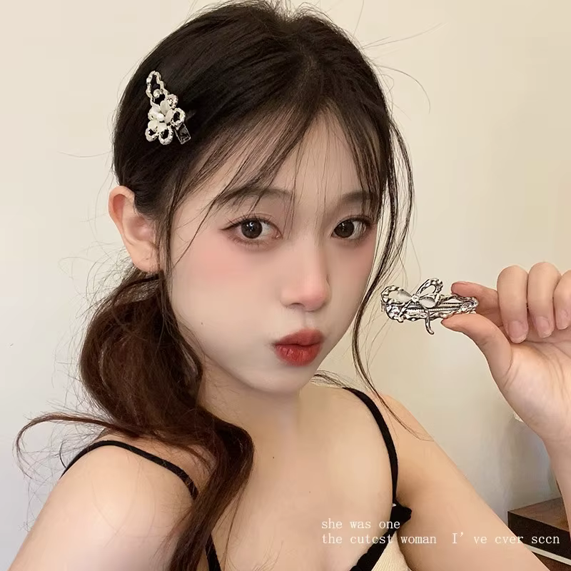 Y2K – épingle à cheveux en métal liquide irrégulier, pinces à cheveux papillon en Zircon pour fille,