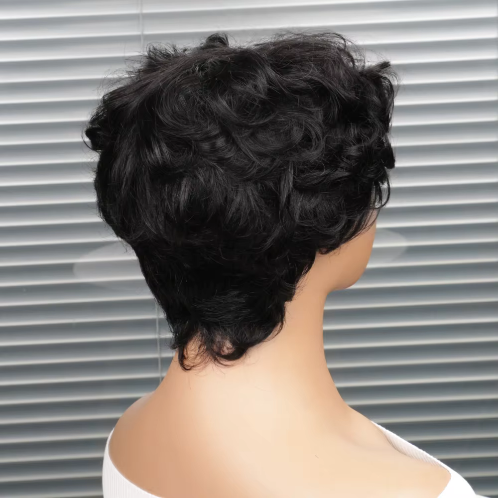 Perruque courte coupe pixie, perruque bouclée bob en cheveux humains pour femmes noires, perruques f