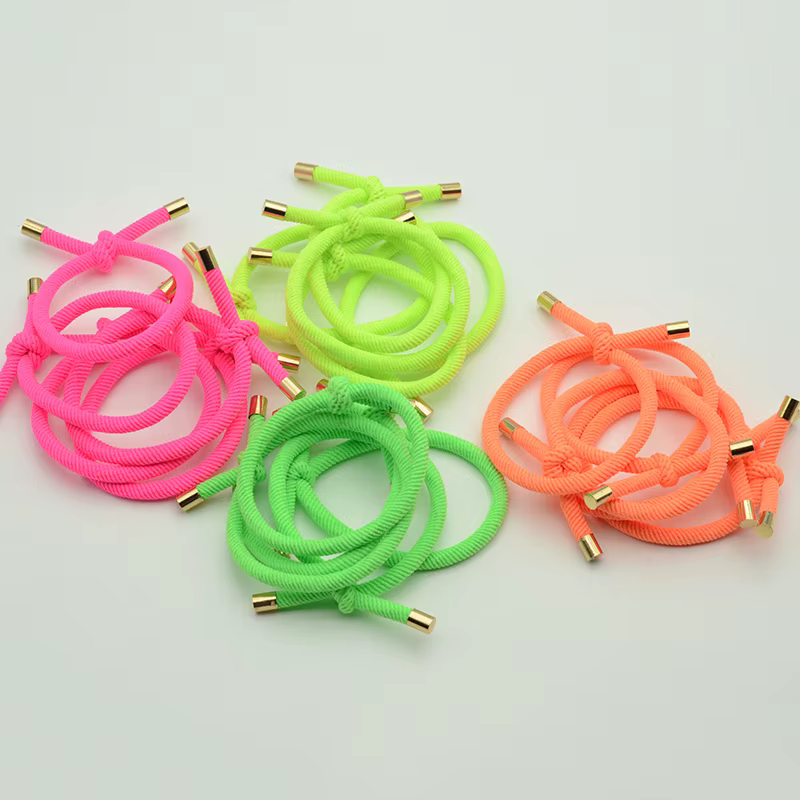 30 pièces 5mm cordons sergé noués bandes de cheveux élastiques casquettes dorées attaches de cheveux