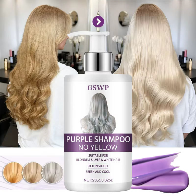 GSWP Shampooing 2-en-1 violet grande capacité qui nettoie en douceur, neutralise les reflets jaunes