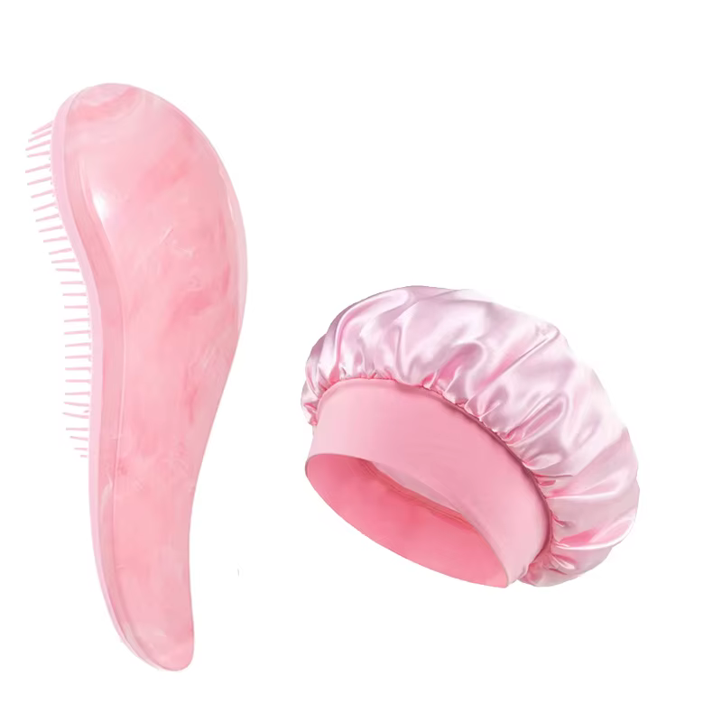 Ensemble de soins capillaires, peigne démêlant pour Massage du cuir chevelu + bonnet de sommeil en S