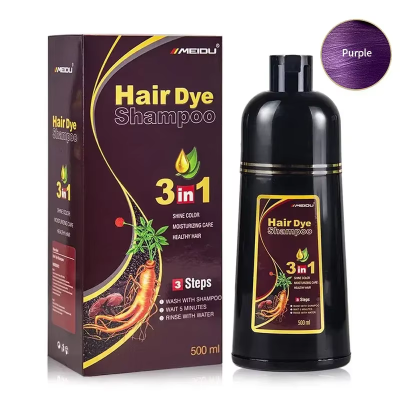 Shampoing de teinture pour cheveux noirs 3 en 1, coloration instantanée rapide, couverture grise et