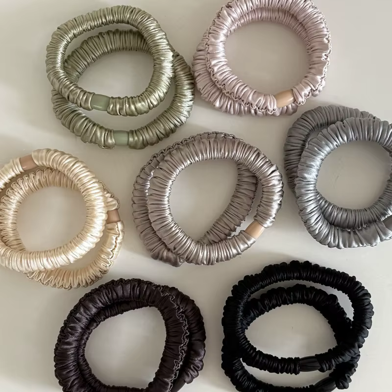 Chouchou élastique en soie pour femmes, couleur unie chouchou satin scrunchie cheveux Élastiques et