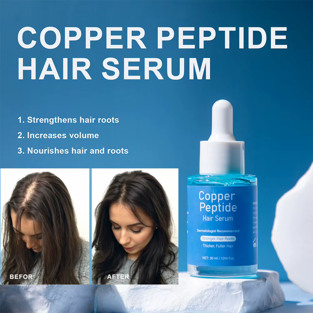 Sérum capillaire au cuivre et aux peptides pour la croissance des cheveux, soin nourrissant du cuir 