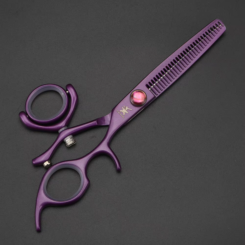 XUANTENG Ciseaux à cheveux professionnels à poignée unique violette, ciseaux de coupe de barbier et
