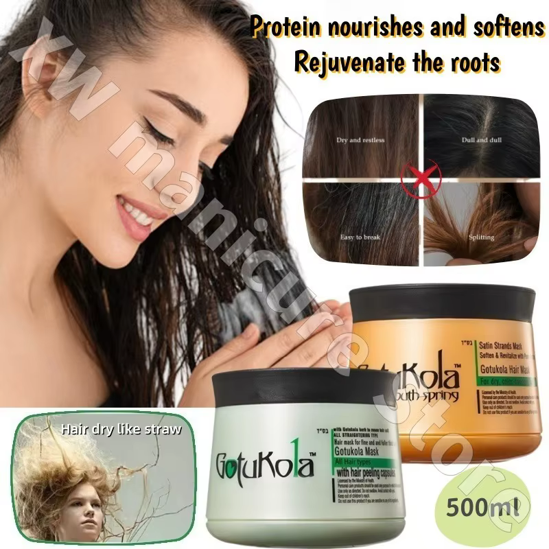 Gotukola Protein Hair Mask 500 ml Nutre douce et rafraîchit les racines des cheveux pour améliorer l