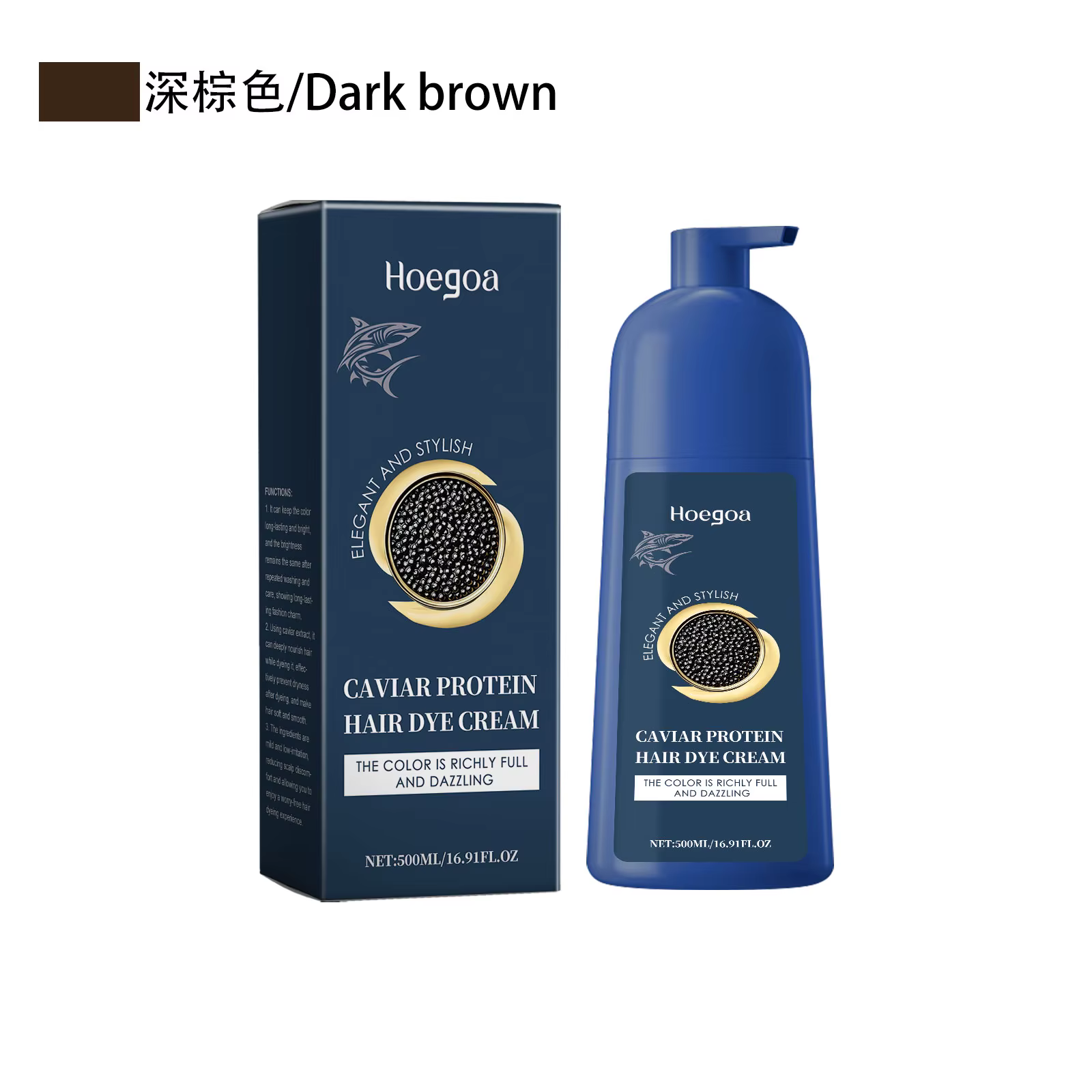 Shampoing de teinture capillaire au protéine de Caviar, traitement de la couleur des cheveux gris et