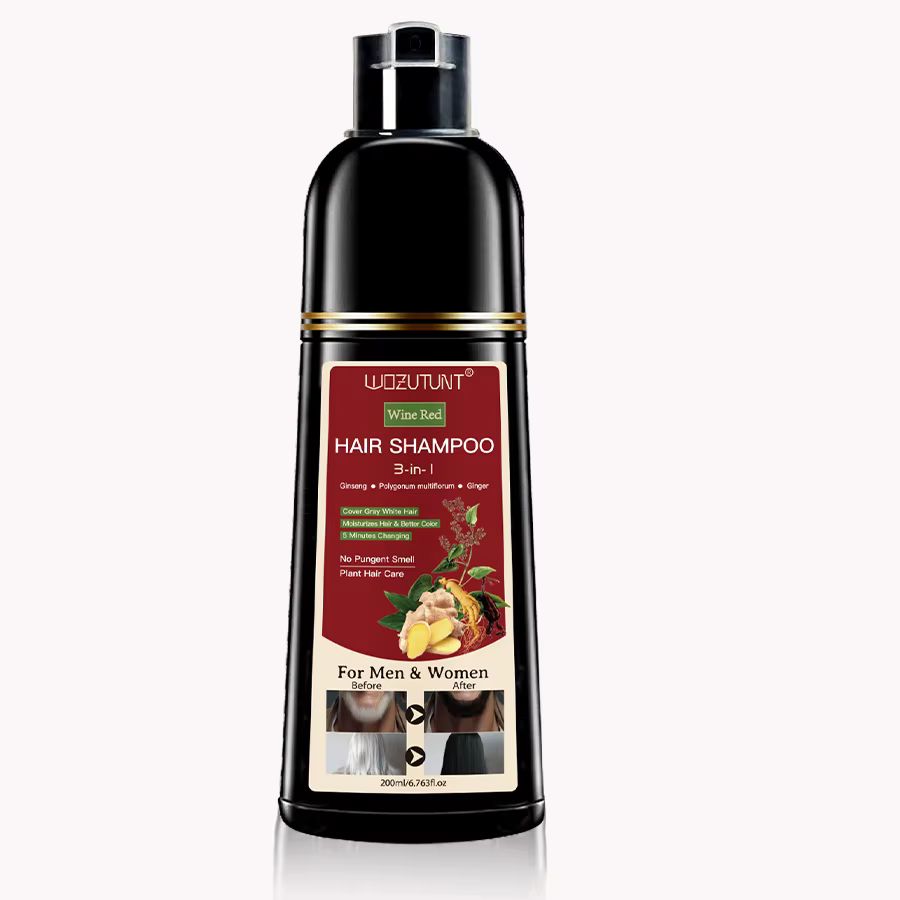 Shampoing 3 en 1 à base de plantes naturelles, 200ml, noir, marron foncé, couverture grise, nourriss