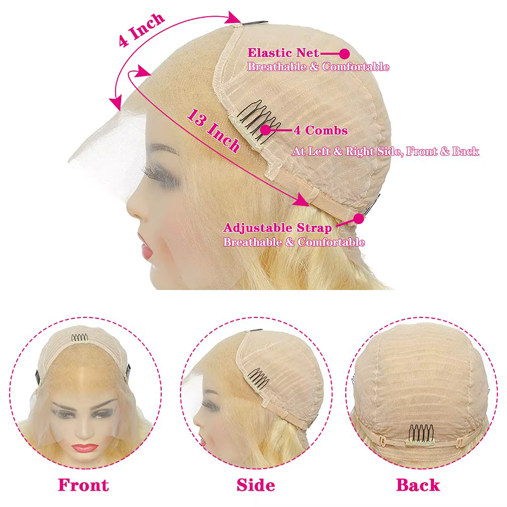 613 perruque avant en dentelle cheveux humains 13x6 perruques de cheveux humains blonds 250% densité