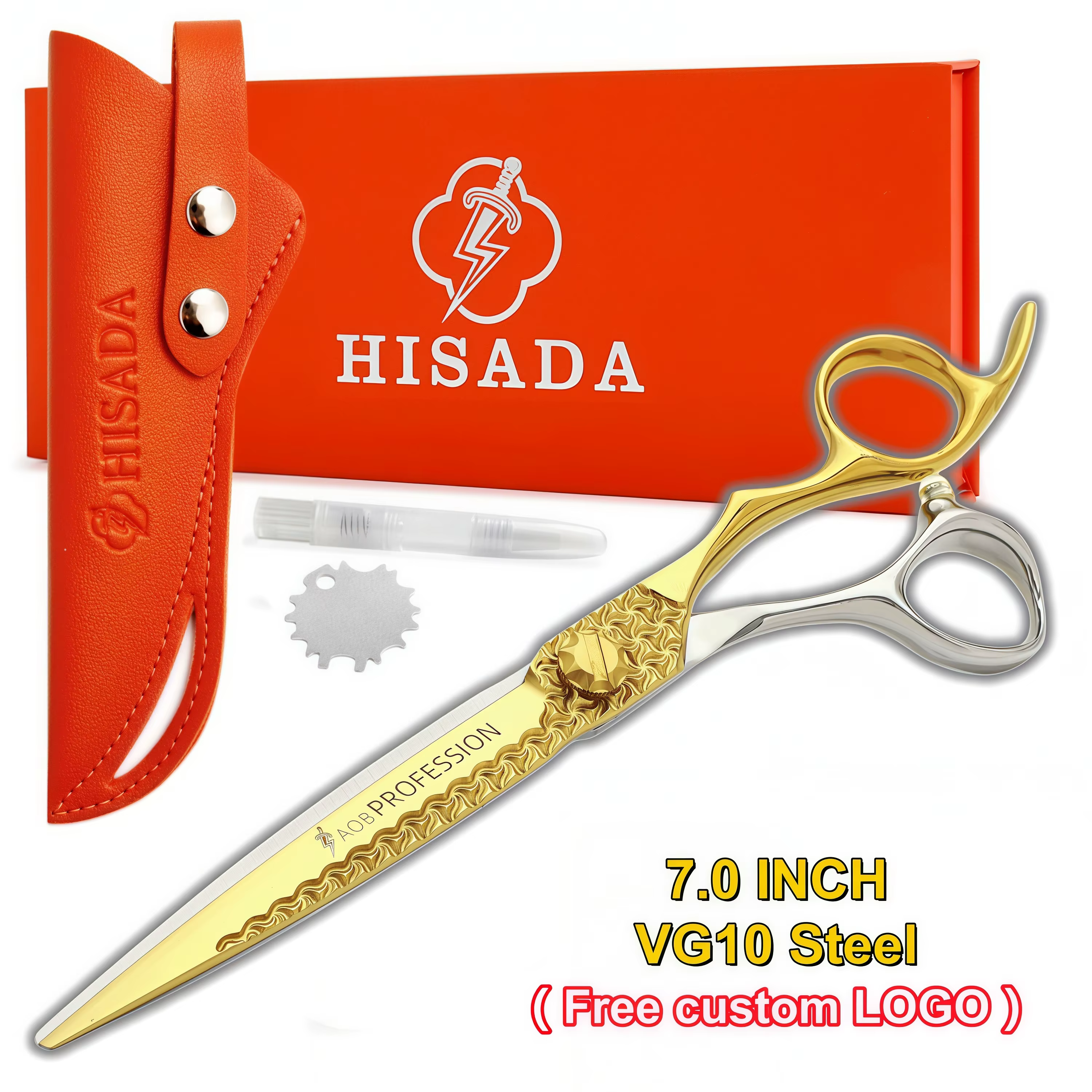 HISADA ciseaux de coiffeur ciseaux de coiffure de 7.0 pouces accessoires de barbier professionnels c