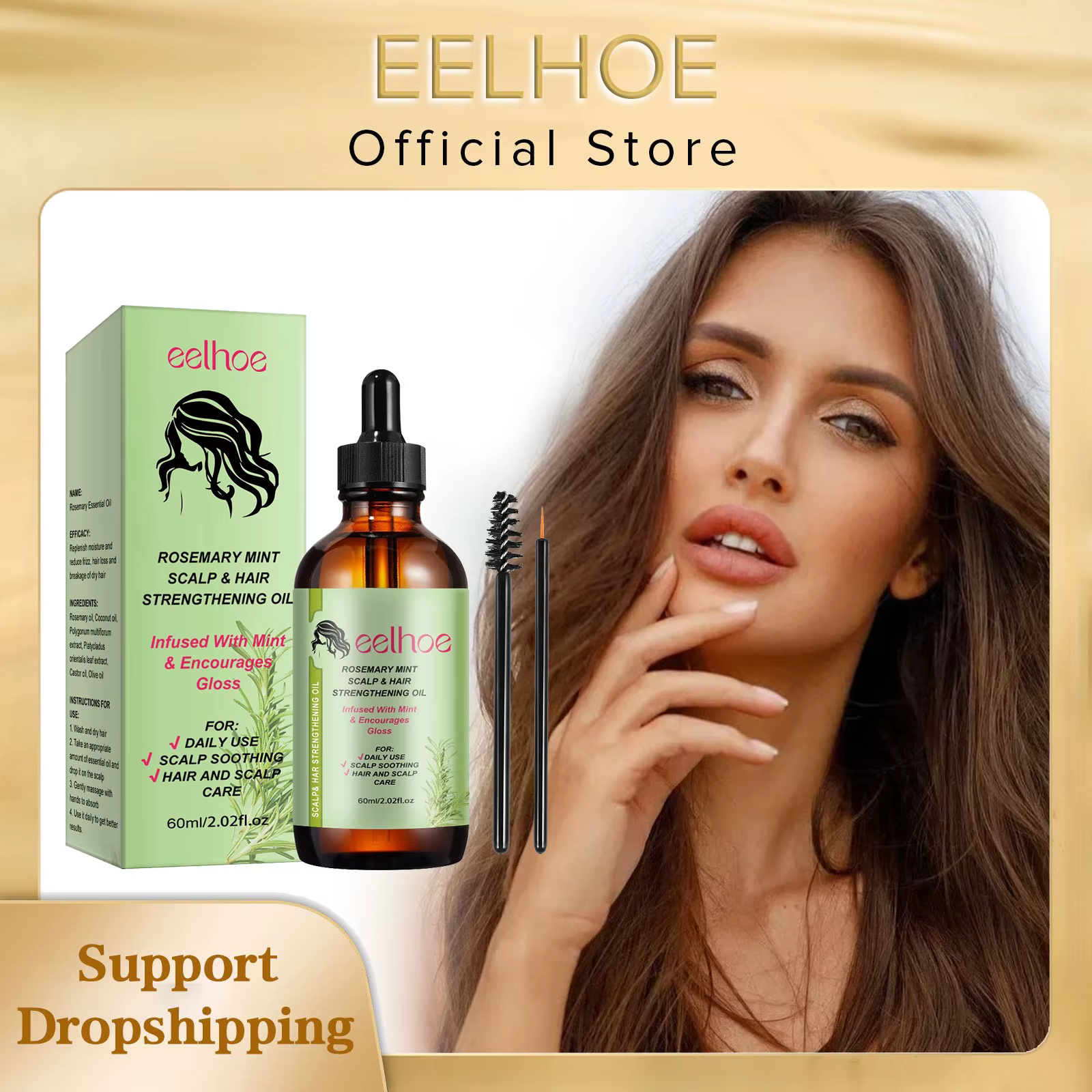 EELHOE huile essentielle de croissance des cheveux au romarin naturel traitement des pellicules pour