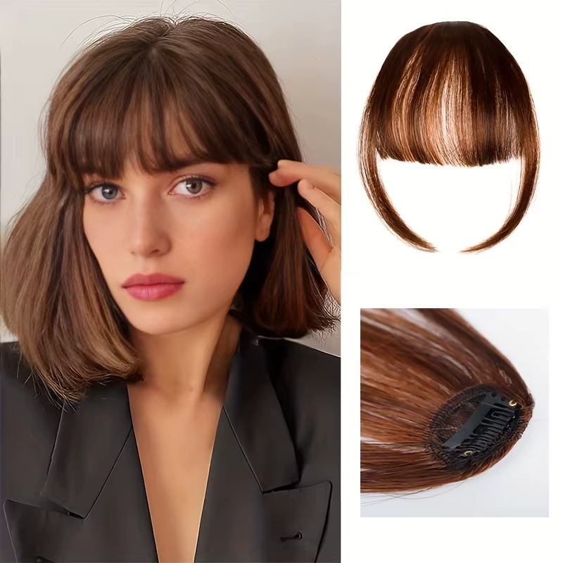 Synthétique court droit pince en frange frange noir Air frange Extension de cheveux cheveux frange p