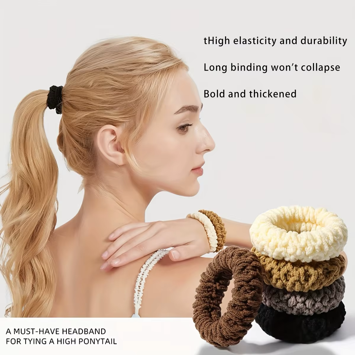 10 pièces d'attaches de cheveux larges et épaisses améliorées, à la mode pour queues de cheval et ch