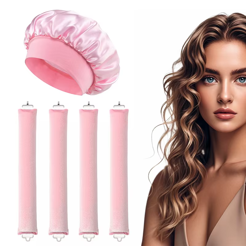 Fer à friser sans chaleur, bandeau avec bonnet de sommeil, fer à friser doux, outil de coiffure, 5 p