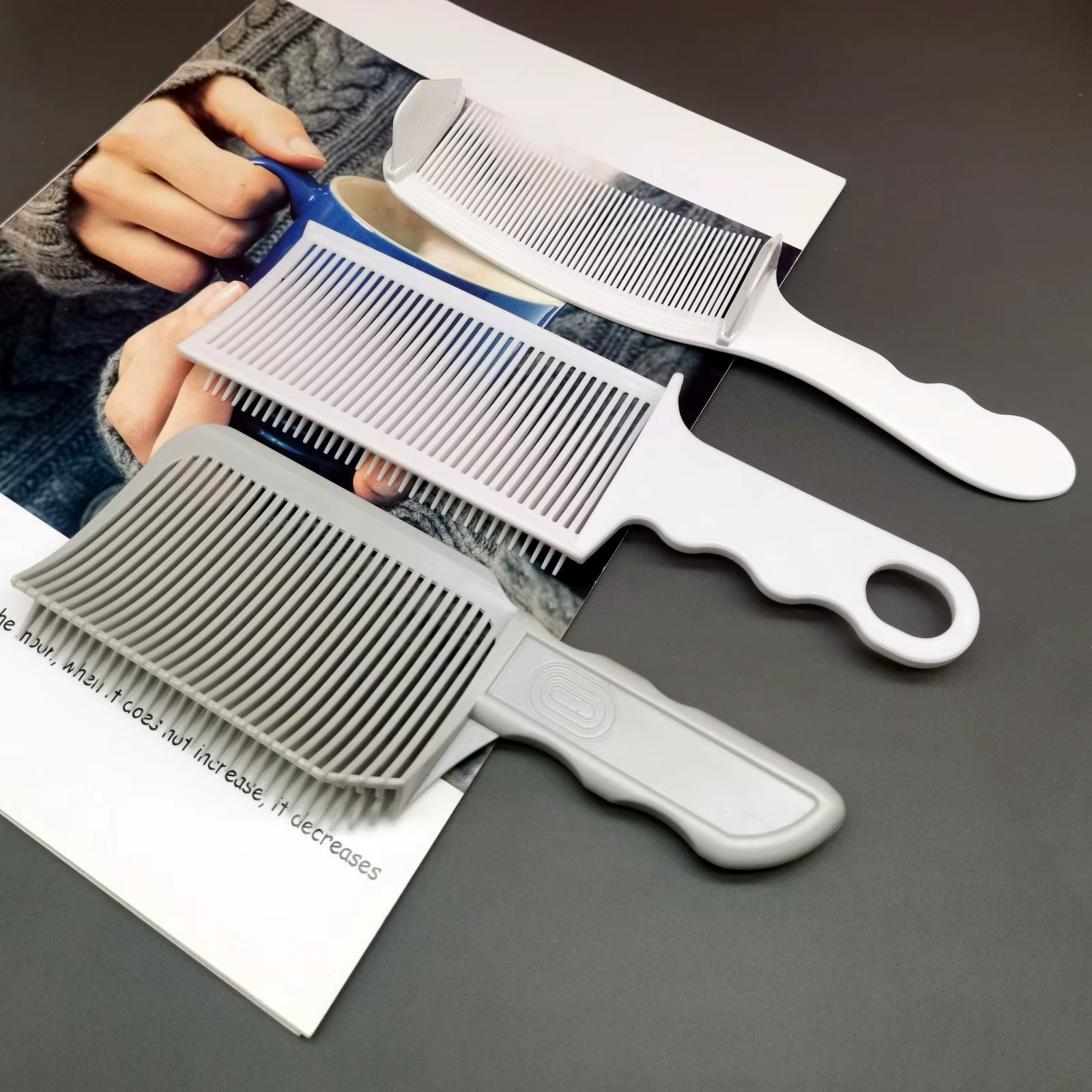 Kit de peignes à cheveux pour barbier, 1/2/3 pièces, coupe de cheveux à dessus plat, peigne décoloré