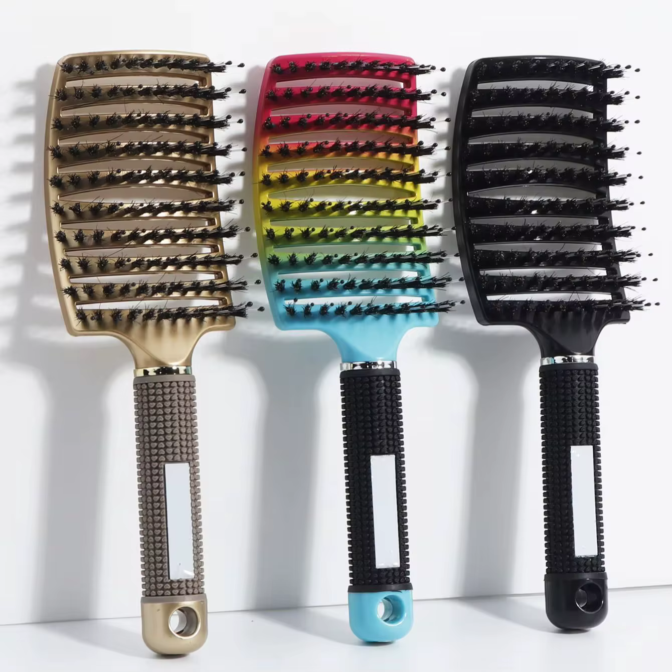 Brosse à cheveux démêlante en poils et Nylon pour femmes, peigne de Massage humide, outils de coiffu