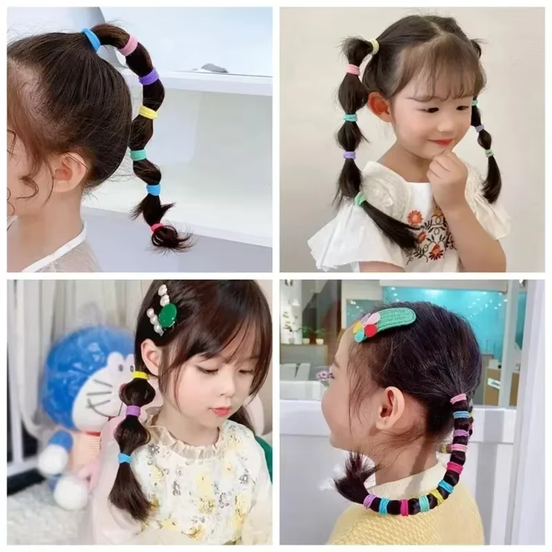 Attaches de cheveux élastiques en nylon de base colorées pour filles, chouchou pour queue de cheval,