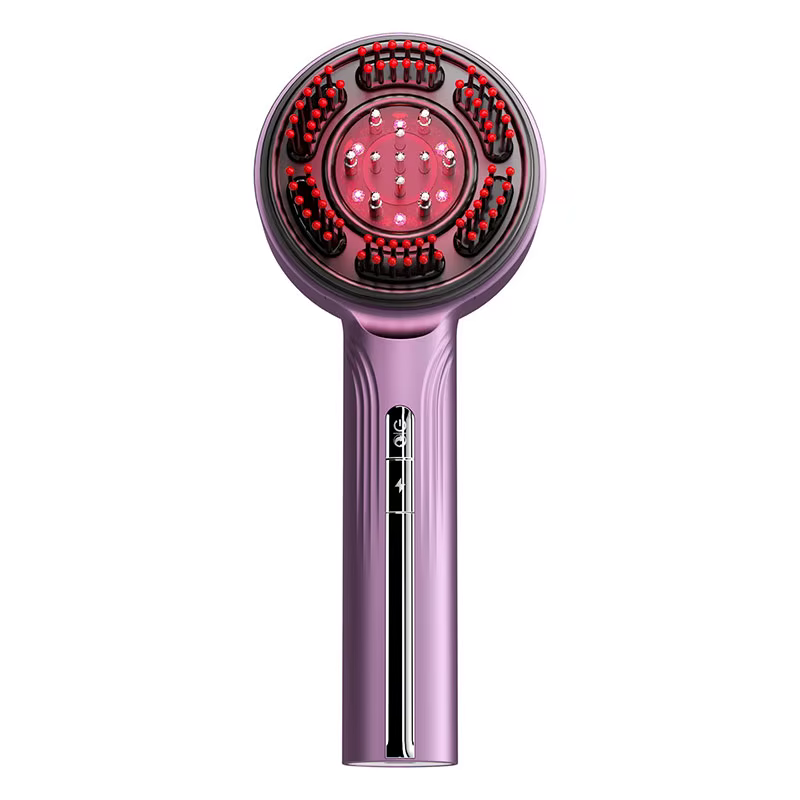 Peigne Masseur Électrique EMS pour Cuir Chevelu avec Thérapie par Lumière Rouge, Brosse de Massage p