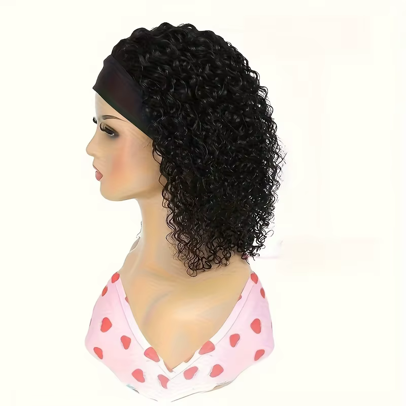 200% densité perruque de cheveux humains bandeau court Bob perruque naturel noir court bouclé Bob co