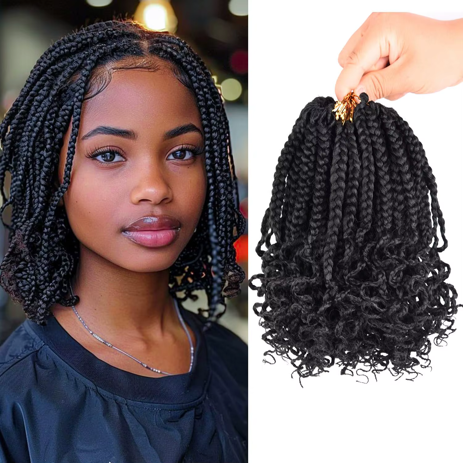 Boîte synthétique tresses Crochet cheveux pour femmes noires avec extrémités bouclées pré-bouclées d