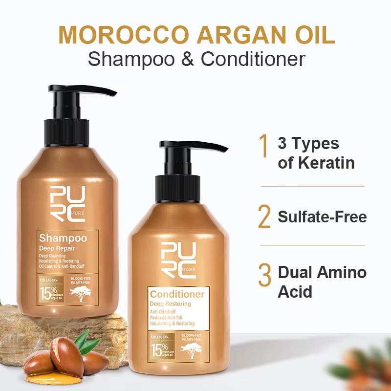 PURC marocain huile d'argan shampooing revitalisant ensemble lissage nourrissant réparation endommag