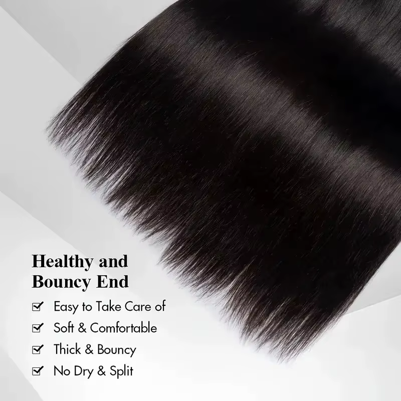 Lot de 3 ou 4 mèches de cheveux humains brésiliens Remy non traités, lisses et raides, de 30 à 32 po