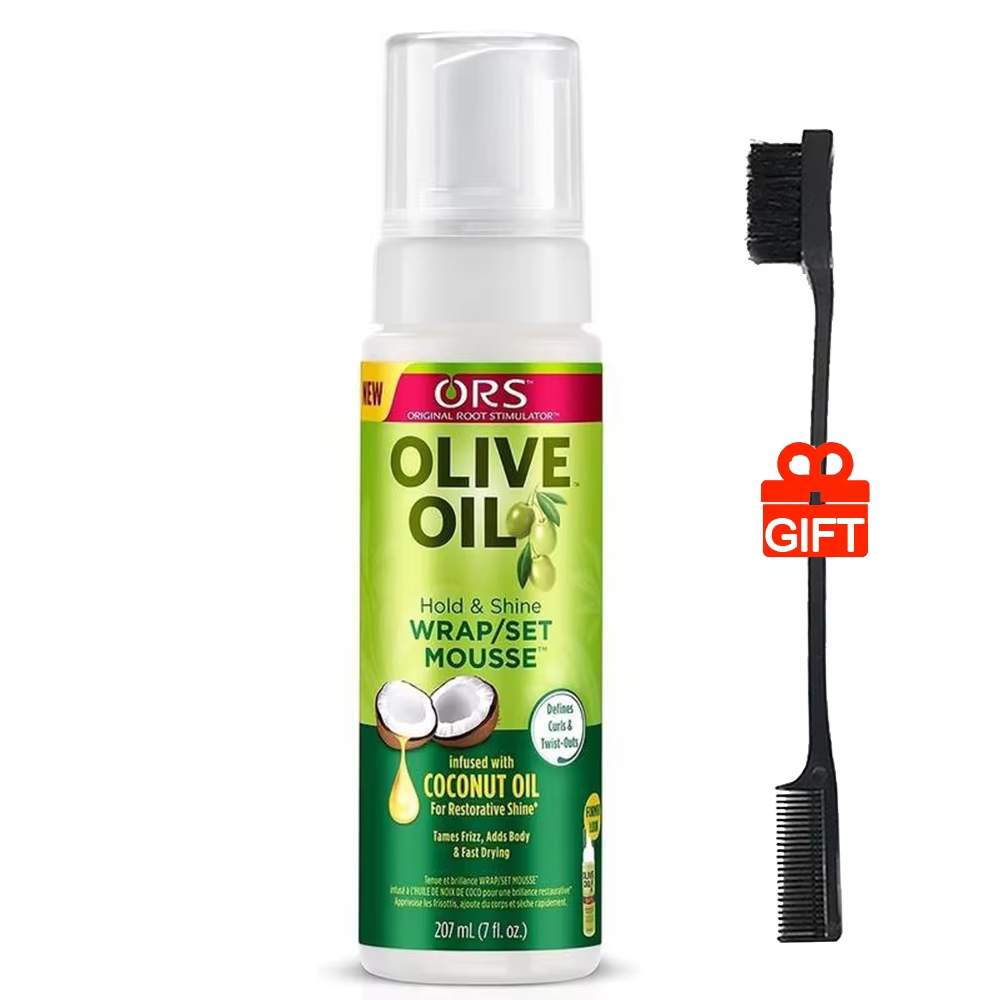Mousse coiffante pour cheveux bouclés 207 ml, tenue forte, à l'huile d'olive, anti-frisottis, pour f
