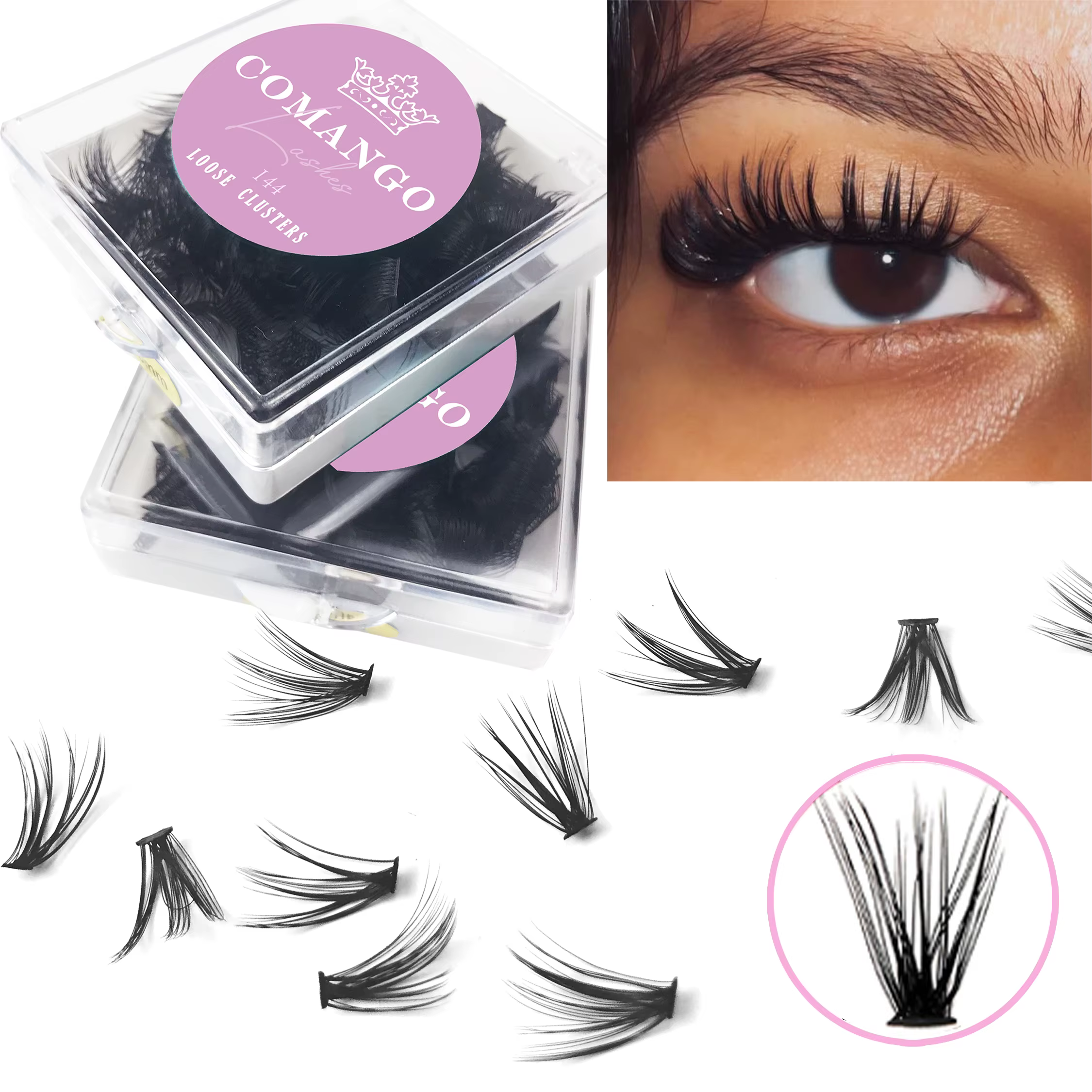 144 pièces cils amples segmentés grappe individuelle russe vaporeux C/D Curl grappe Extension de cil