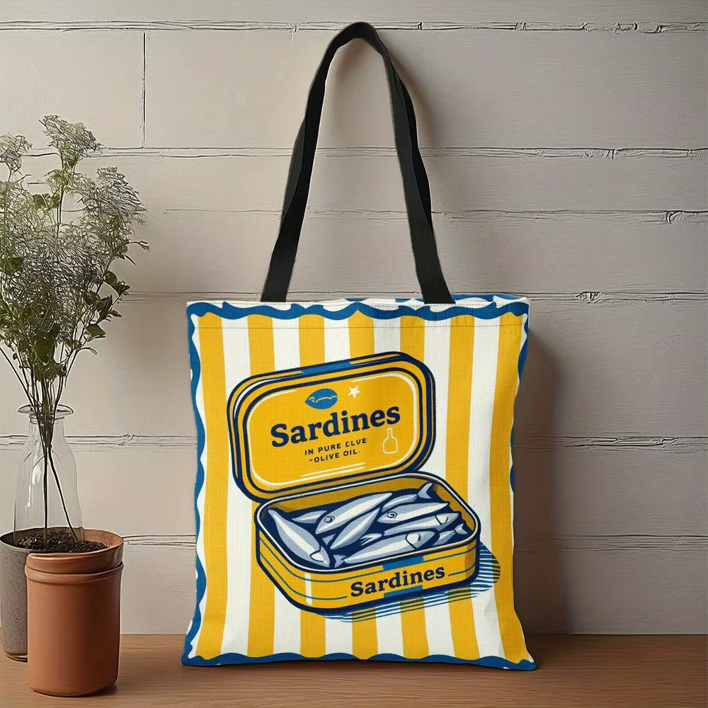 Sardines en huile d'olive Pure, sac à bandoulière pour Shopping quotidien, imprimé poisson coloré, t