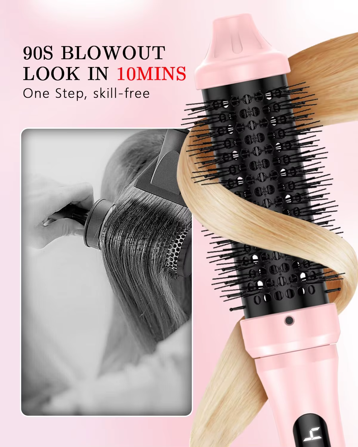 Fer à friser à infrarouge, brosse électrique, peigne Anti-brûlure, 1.5 pouces, volumateur rond chauf