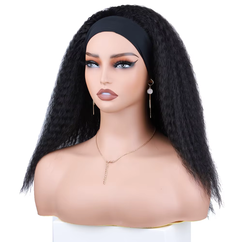 Perruque de cheveux synthétiques crépus bouclés 14 pouces perruque de bandeau synthétique Afro longu