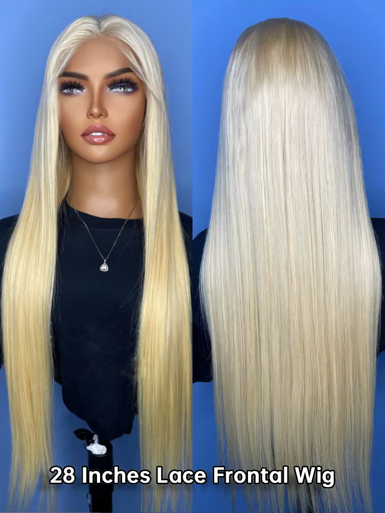 Perruque Lace Front Wig naturelle brésilienne, cheveux lisses, blond miel 613, 13x4, 13x6, 38 40 ama
