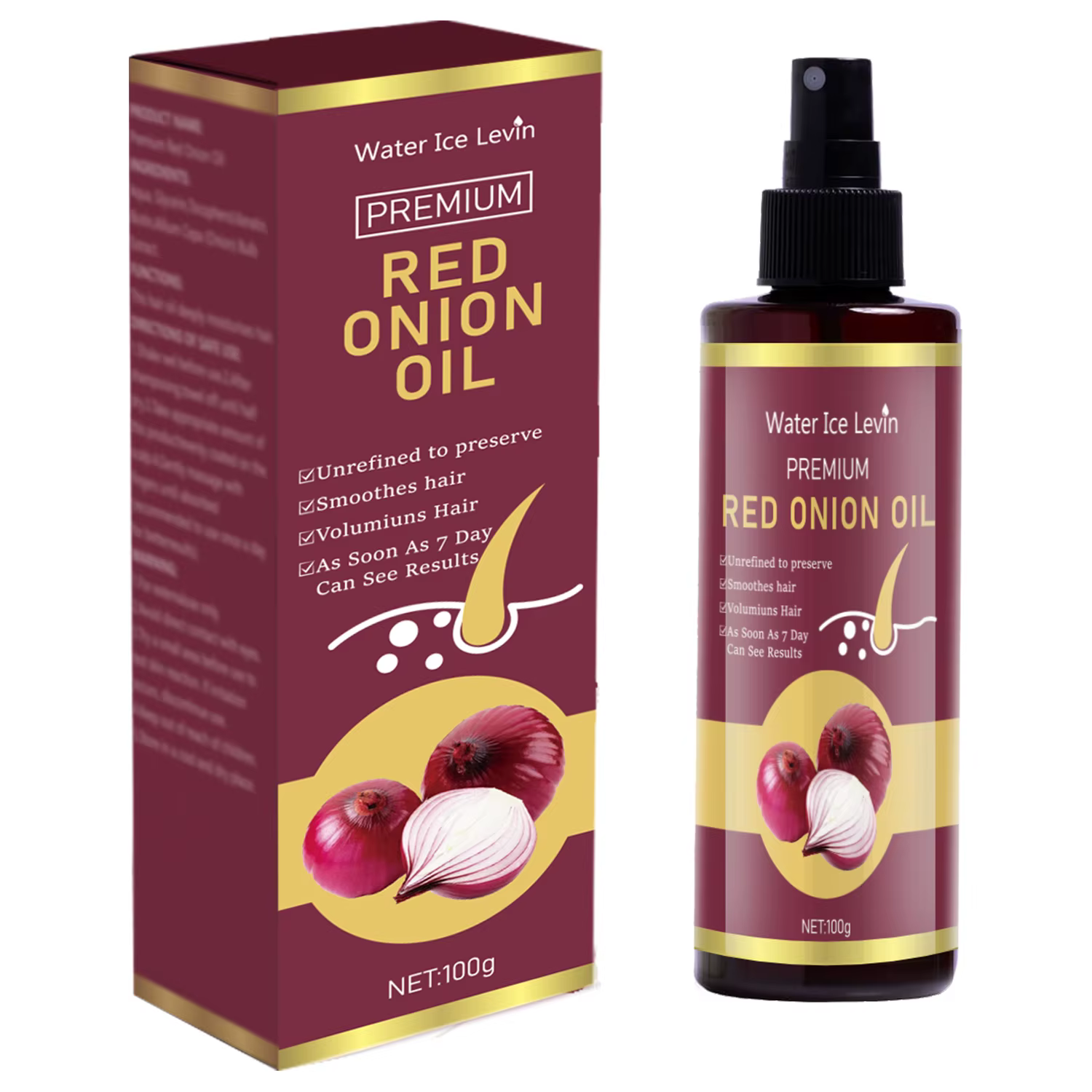 Huile capillaire à l'oignon rouge – Essence hydratante et nourrissante pour les cheveux, adoucit et