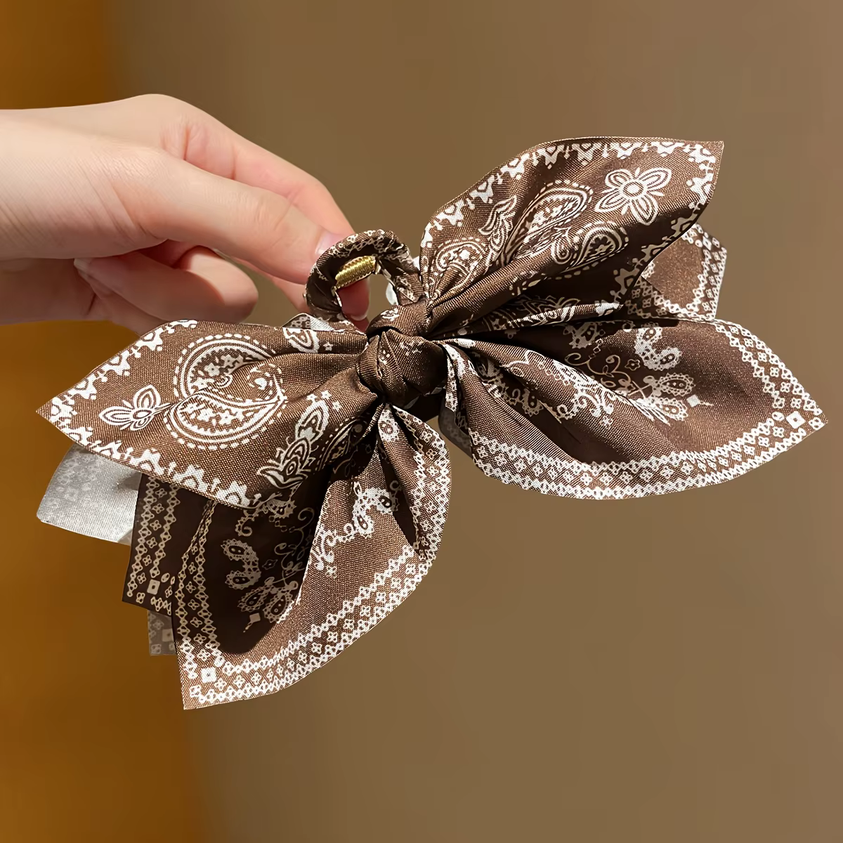 1 pièces Style femme, pince à cheveux avec nœud en fleur de cajou marron, pince à cheveux haut de ga