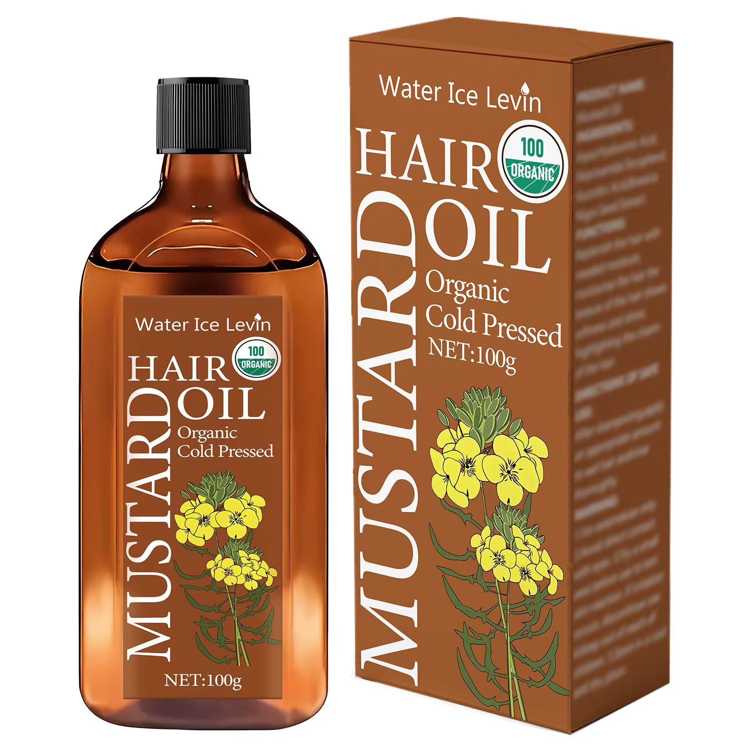 Huile de Moutarde Bio Pressée à Froid pour Cheveux - Acide Hyaluronique et Vitamines, Nutrition Inte