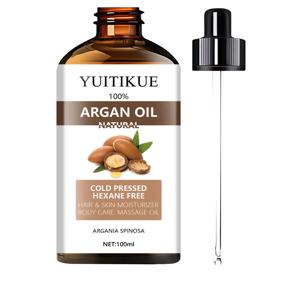 Huile d'Argan Naturelle Pressée à Froid YUITIKUE Sans Hexane Hydratant pour Cheveux et Peau Huile de