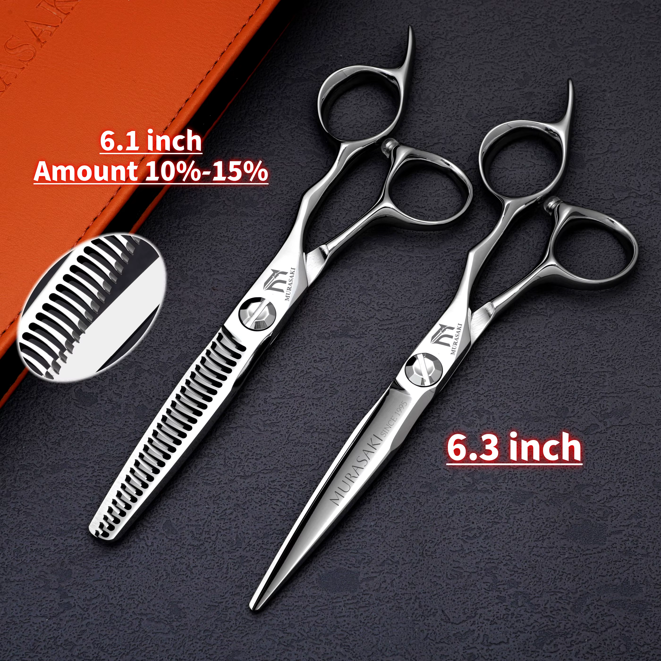 MURASAKI Ensemble de ciseaux de barbier CNC de qualité supérieure, accessoires de barbier en acier j