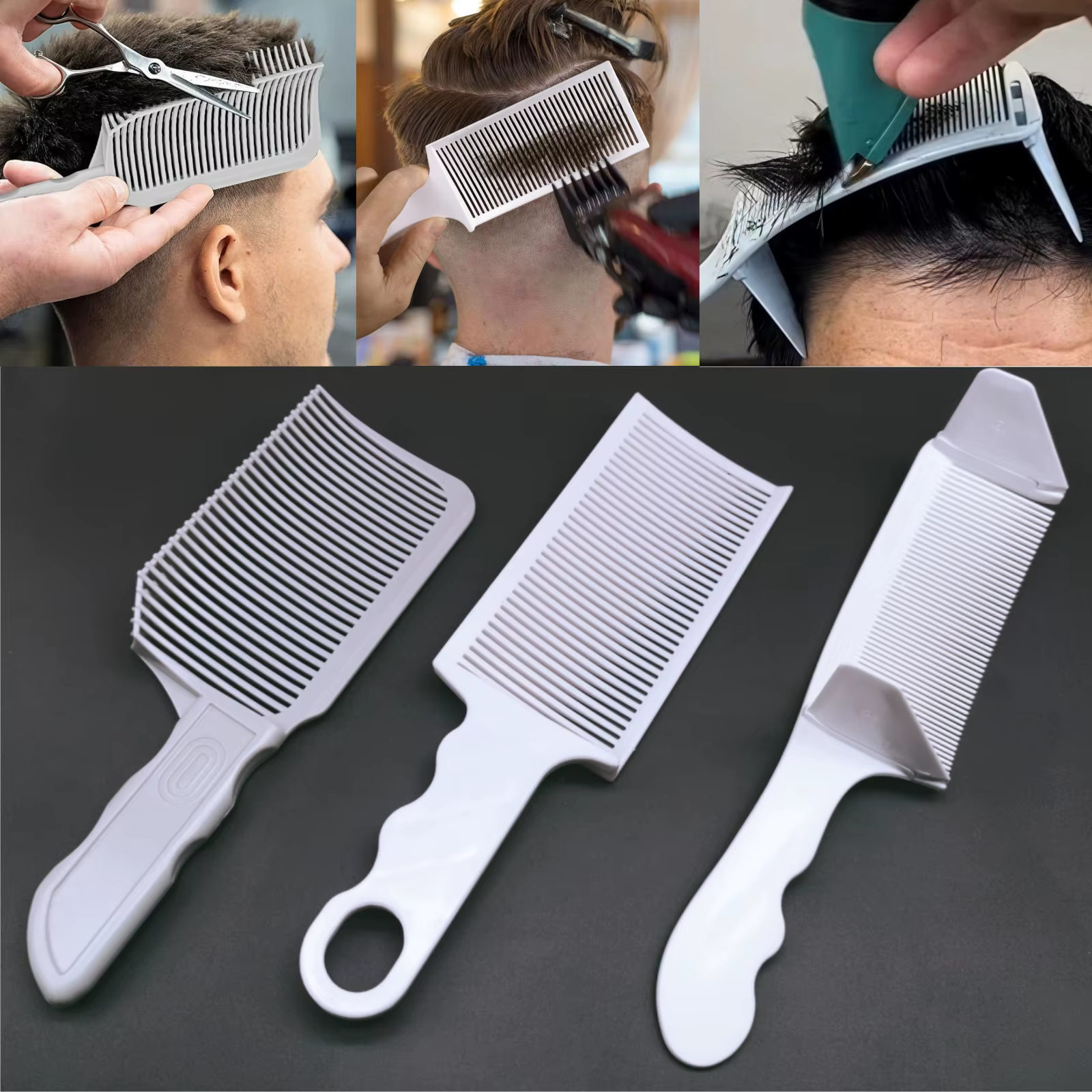 Kit de peignes à cheveux pour barbier, 1/2/3 pièces, coupe de cheveux à dessus plat, peigne décoloré