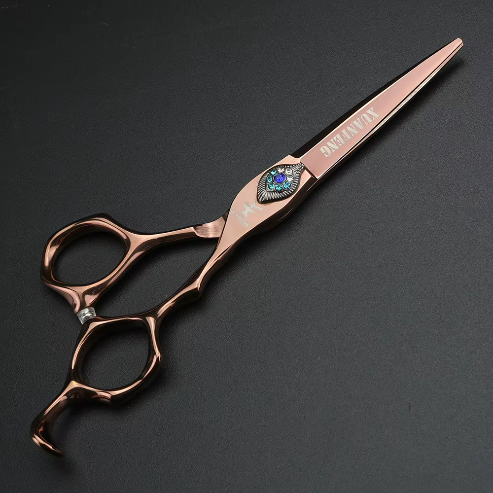 XUANFENG-Ciseaux à cheveux à vis paon en acier 440C, coupe de barbier, ciseaux amincissants, 6 po