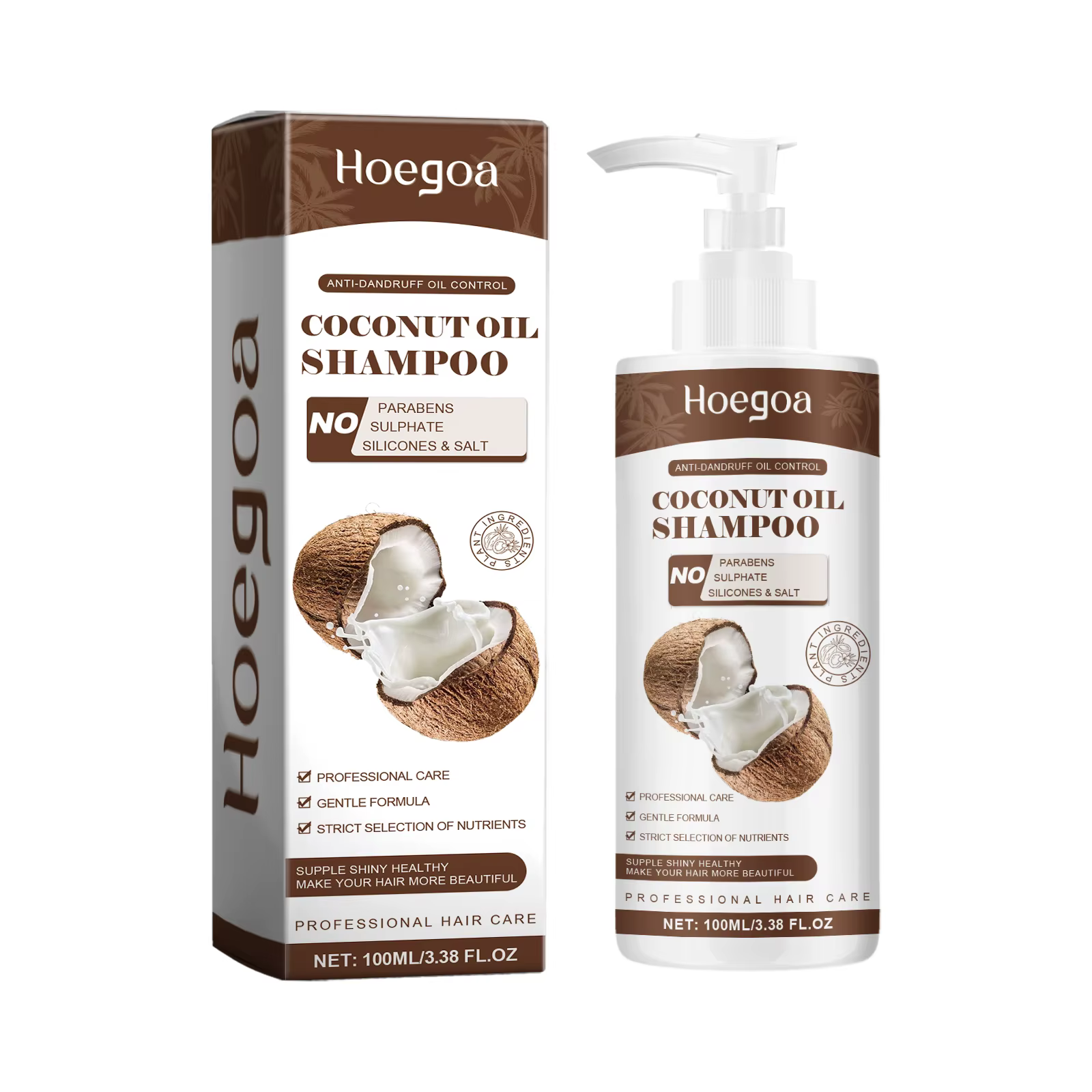 Shampoing à l'huile de noix de coco, extrait de gingembre, nettoyage en profondeur du cuir chevelu, 