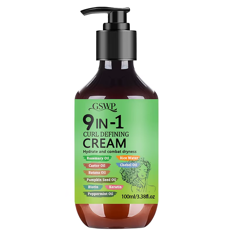 GSWP Crème coiffante 9-en-1 pour boucles, avec romarin, huile de Batana, huile de ricin, kératine et