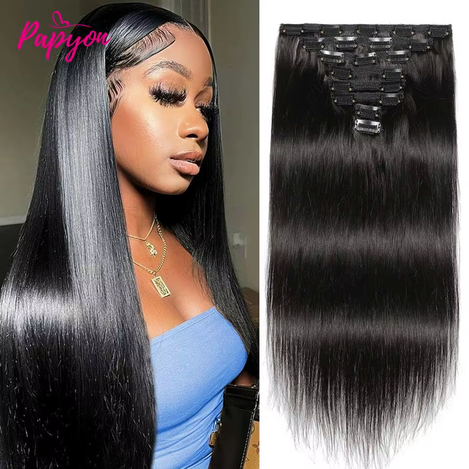 Clip in Hair Extension Human Hair 22 24 26 28 Pouces Extension Clip Cheveux Humains Extensions Cheve