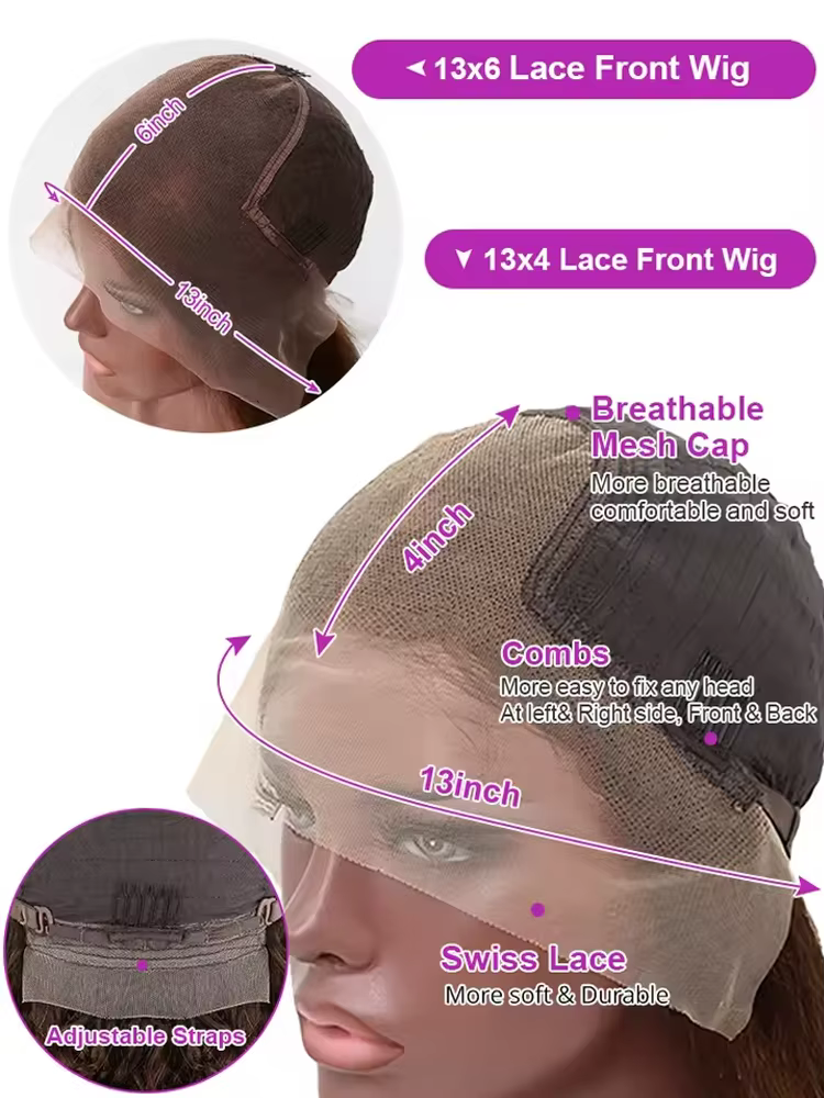 250% 13x4 HD Transparent vague profonde frontale perruque couleur 99j bordeaux profond bouclés dente