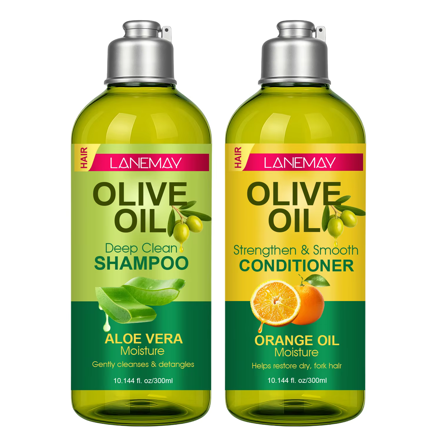 Ensemble Shampooing et Après-Shampooing à l'Huile d'Olive avec Aloe Vera et Huile d'Orange |   Netto