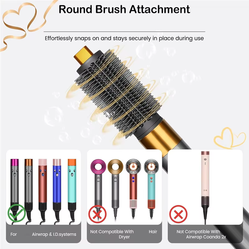 Brosse volumisante ronde Compatible avec Dyson Airwrap HS01 HS05 HS08, barils longs coniques de 0,78